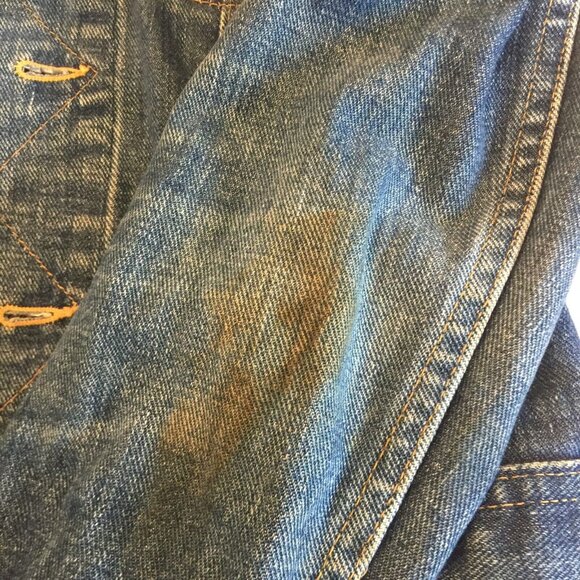 VINTAGE 70s LEE DENIM TRUCKER JACKET MENS M TRAVEL PATCHES UNION MADE USA 39x23 - Picture 6 of 15